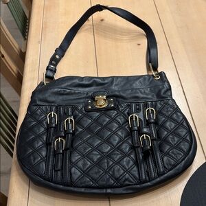 Marc Jacobs Black Quilted Shoulder Bag with Gold Accents